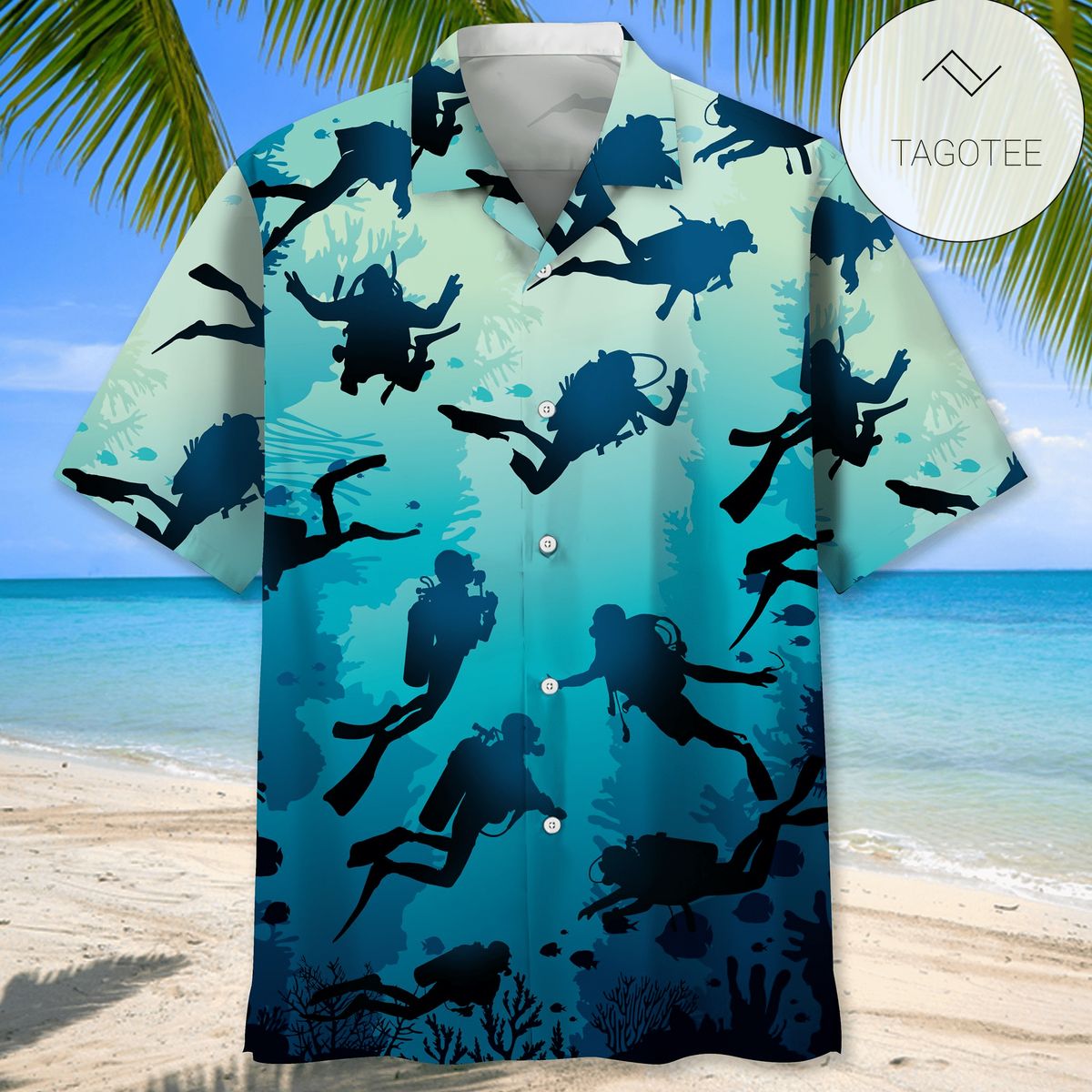 Scuba Diving Nature Tropical Blue Hawaiian Shirt