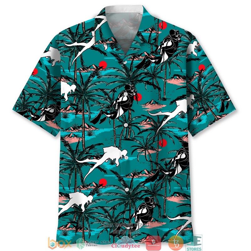 Scuba Diving Tropical Pink Hawaiian Shirt