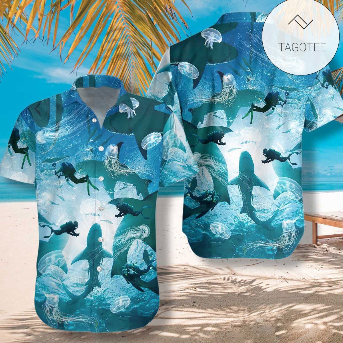 Scuba Diving Under Water Hawaiian Shirt