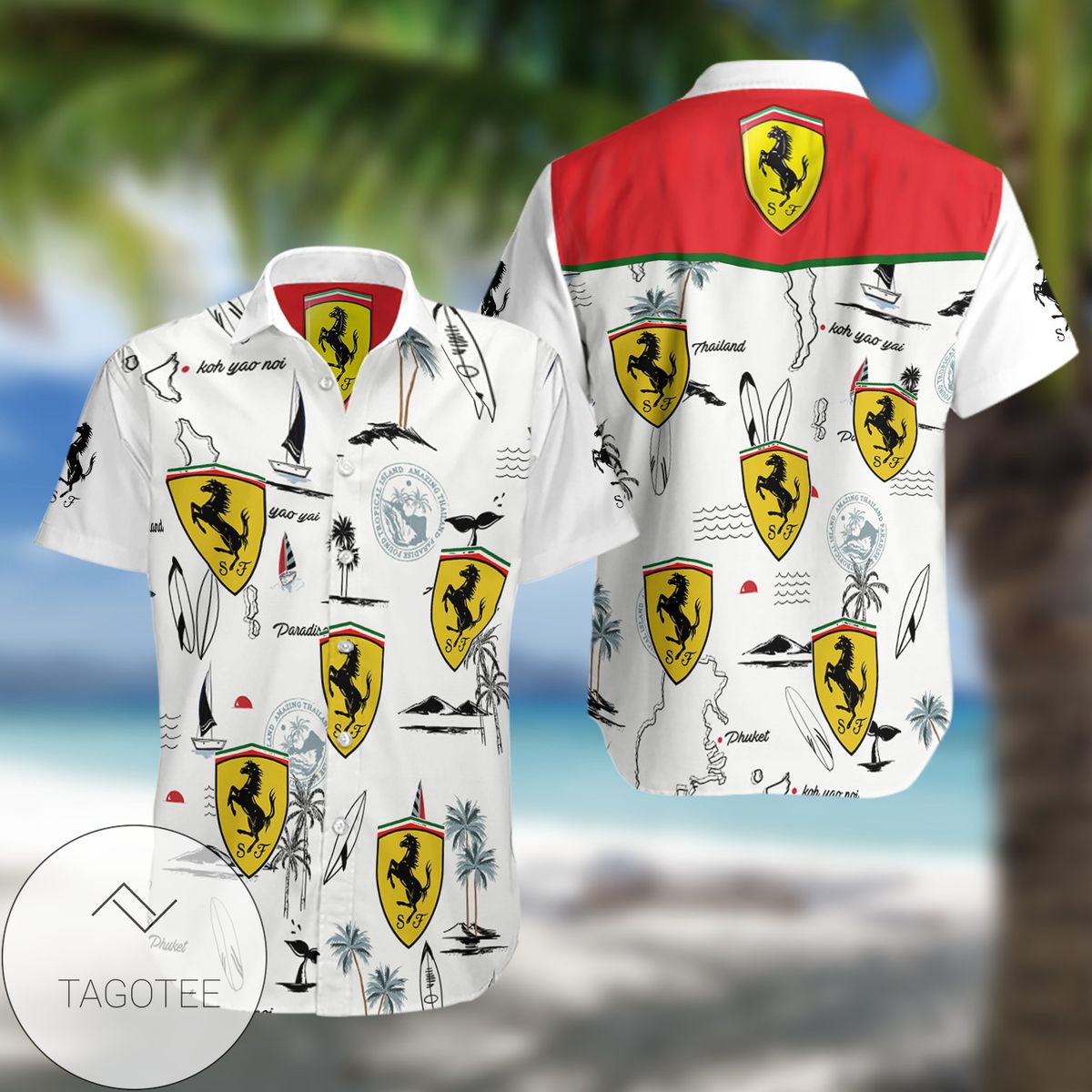 Scuderia Ferrari F1 Racing Santander Ceva Velas All Over Print 3D Hawaiian Shirt – Red