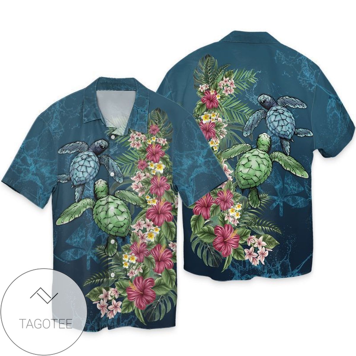 Sea Turtle Coconut Island Tropical Hawaiian Shirts