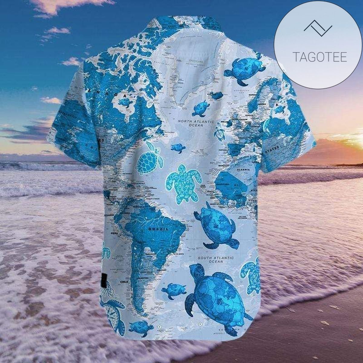 Sea Turtle Pattern Print Polyester Hawaiian Shirt