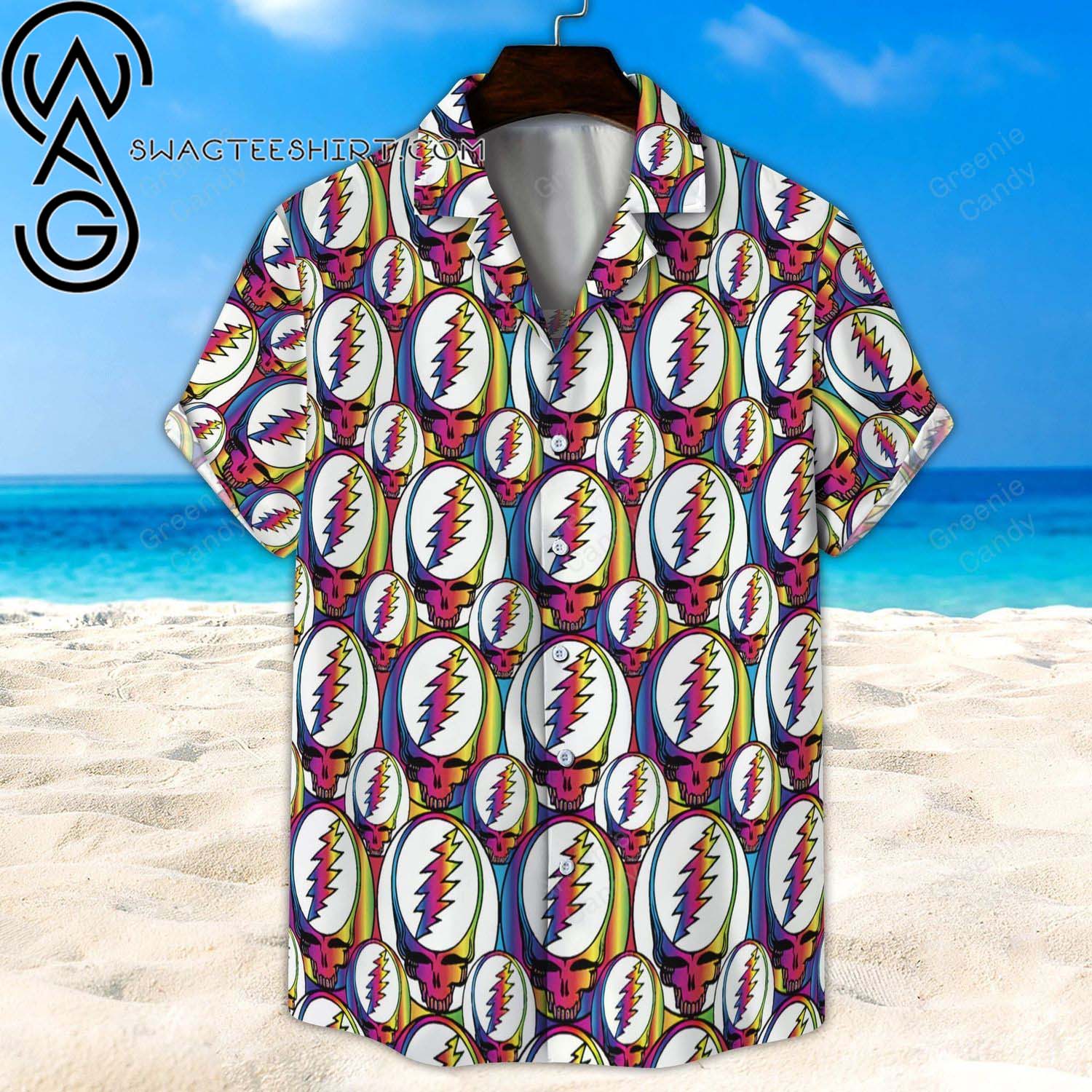 Seamless Grateful Dead Pattern All Over Print Hawaiian Shirt And Beach Short