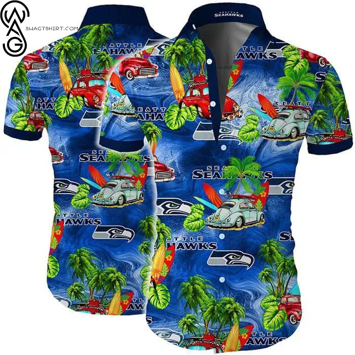 Seattle Seahawks And Skull Summer Aloha Hawaiian Shirt