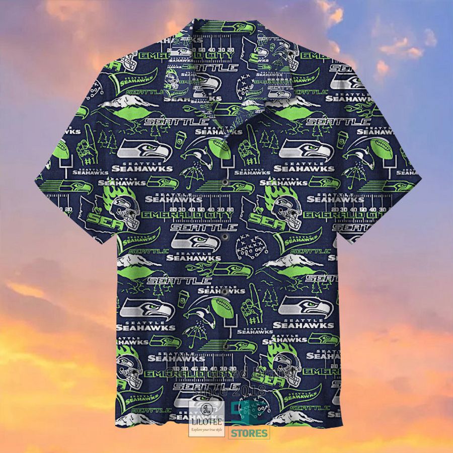 Seattle Seahawks Tommy Bahama Big & Tall Sport Harbor Island Hibiscus Silk Navy Hawaiian Shirt