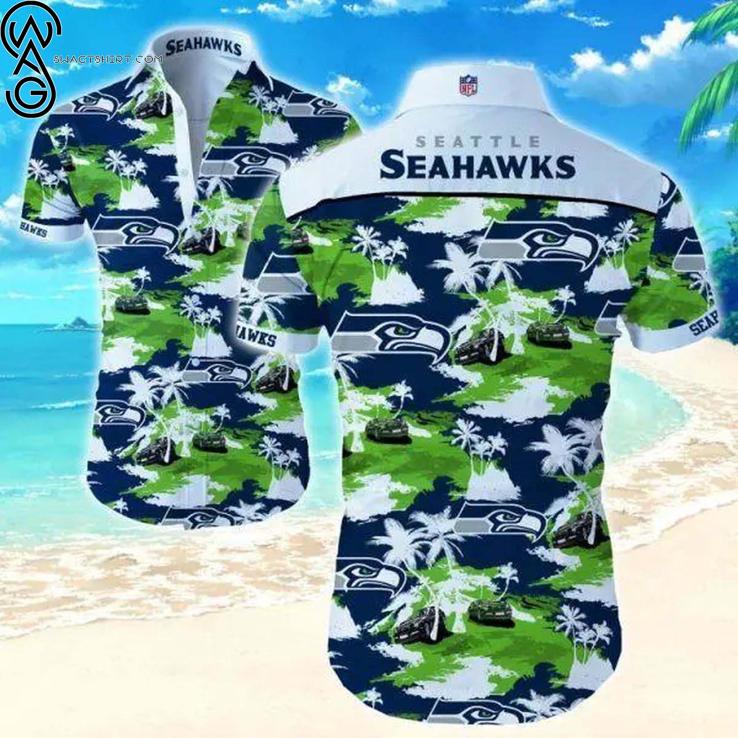 Seattle Seahawks Coconut Trees 1 Summer Aloha Hawaiian Shirt