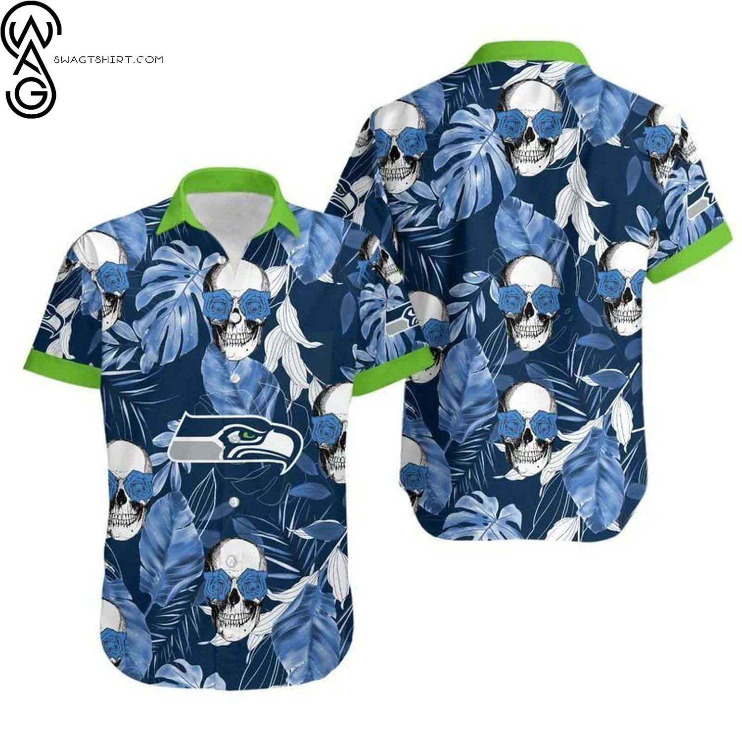 Seattle Seahawks And Skull Summer Aloha Hawaiian Shirt