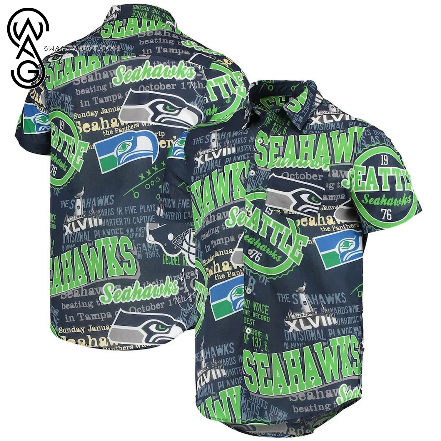 Seattle Seahawks Flower Tropical Summer Aloha Hawaiian Shirt