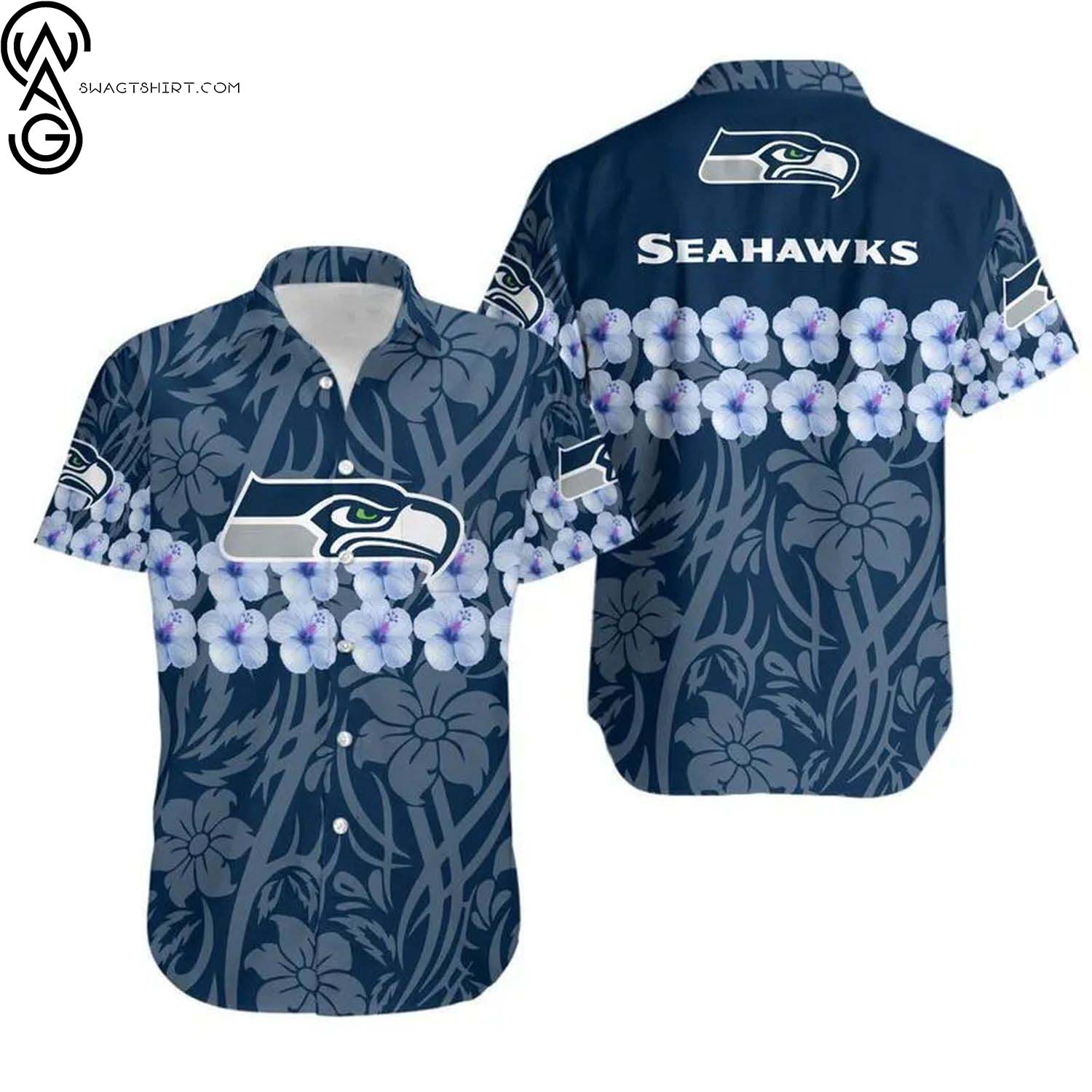 Seattle Seahawks Coconut Trees 1 Summer Aloha Hawaiian Shirt