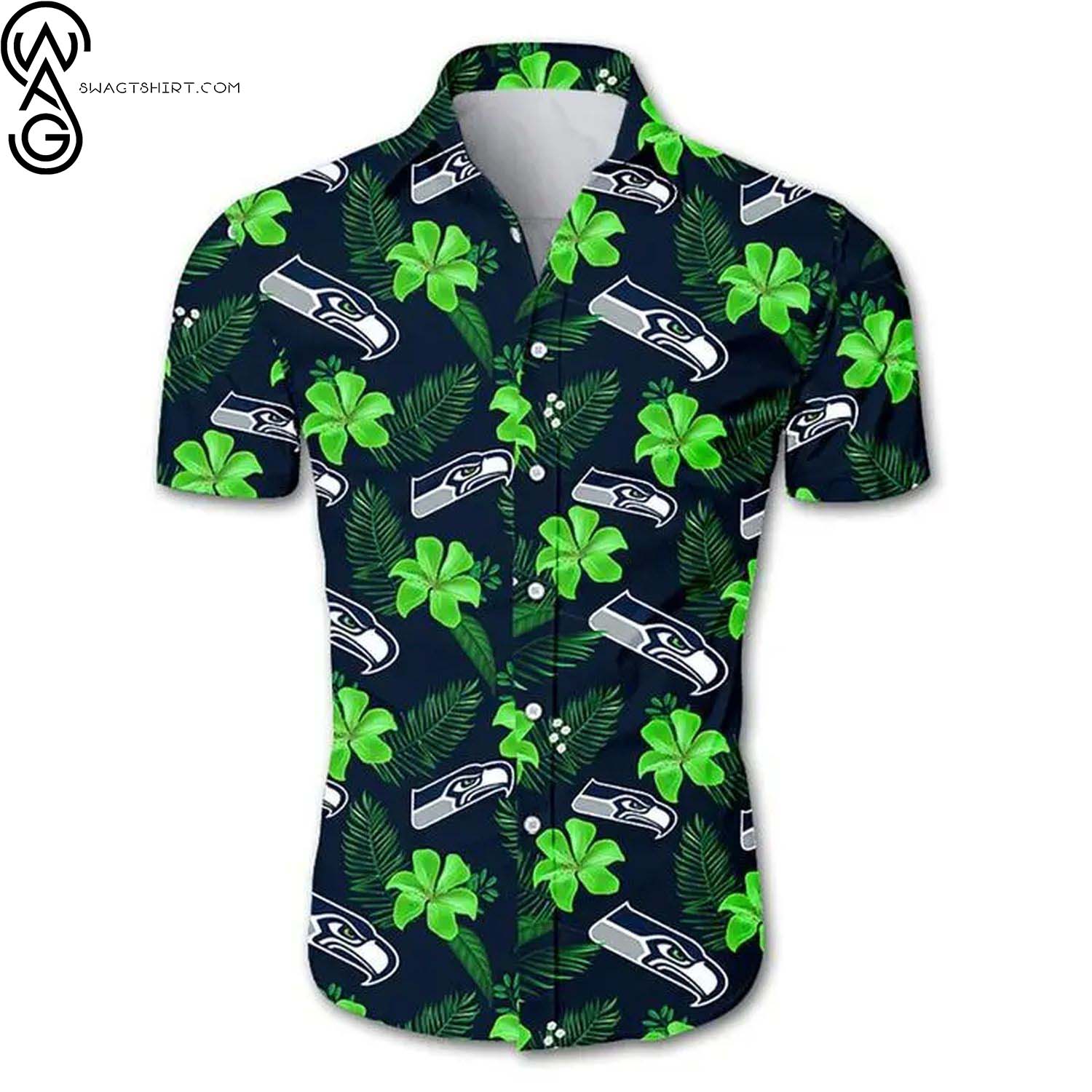 Seattle Seahawks Hibiscus Flowers Summer Aloha Hawaiian Shirt