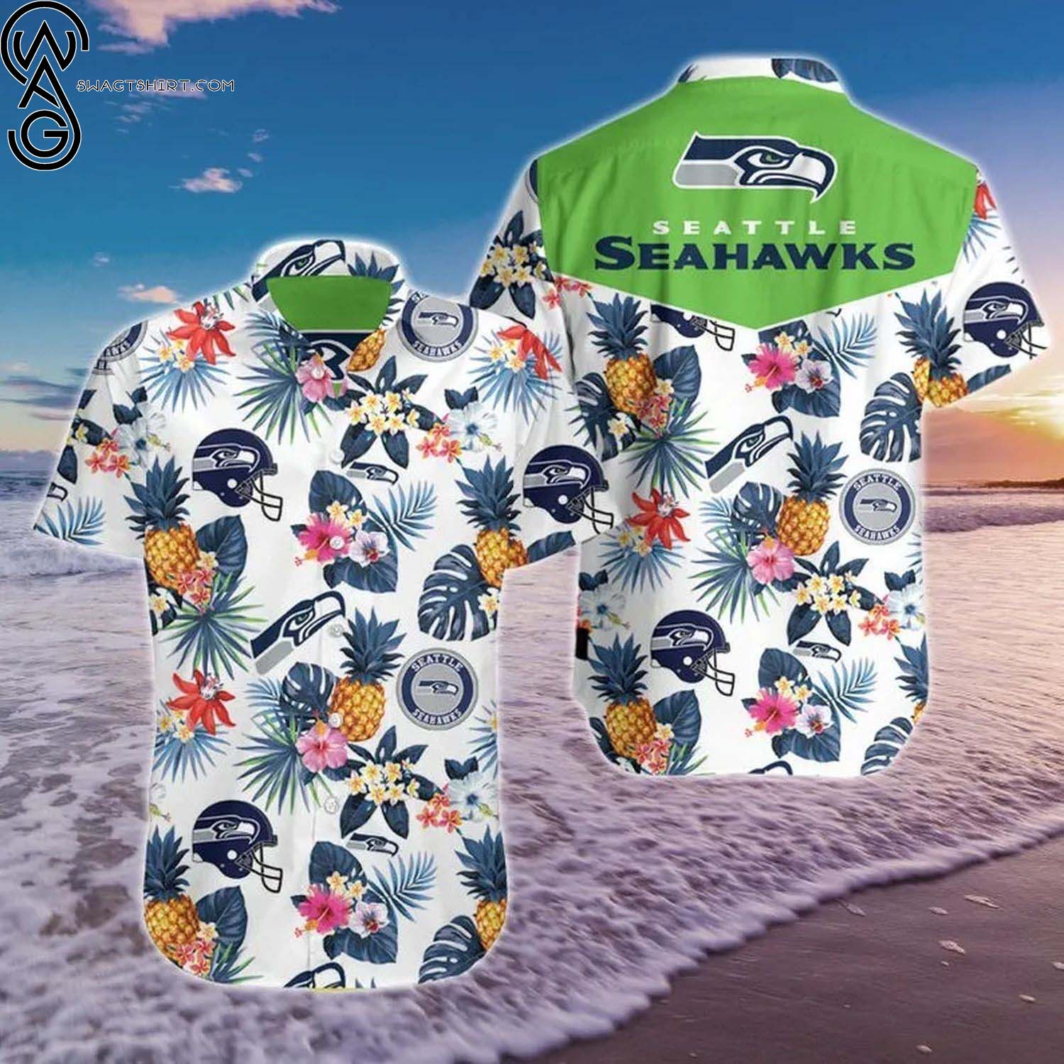 Seattle Seahawks Hibiscus Flowers Summer Aloha Hawaiian Shirt