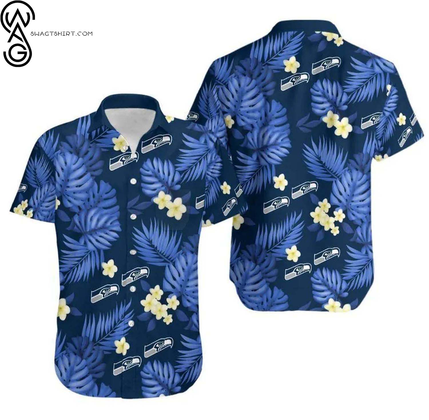 Seattle Seahawks Logo And Helmet Summer Aloha Hawaiian Shirt