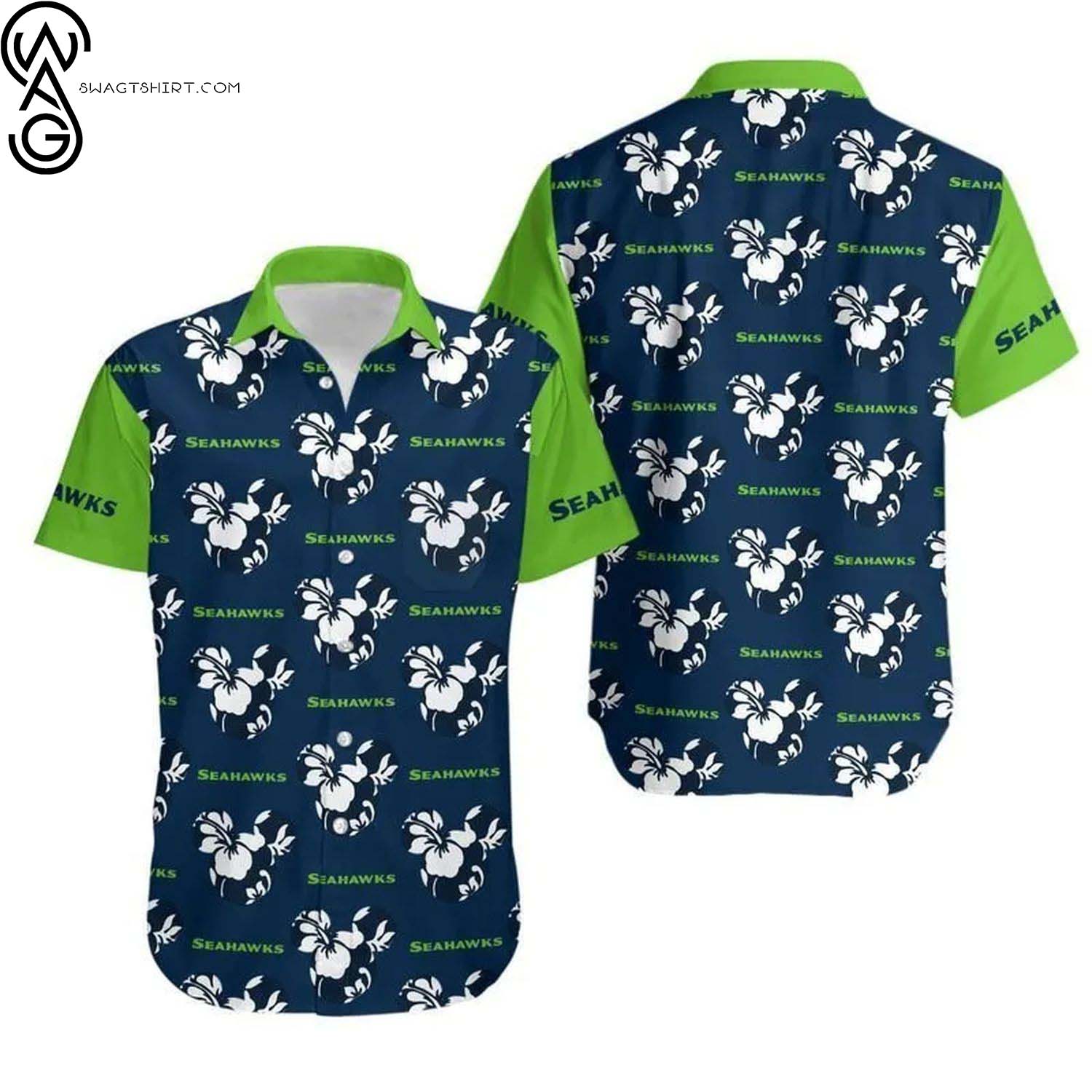 Seattle Seahawks Logo And Floral Summer Aloha Hawaiian Shirt