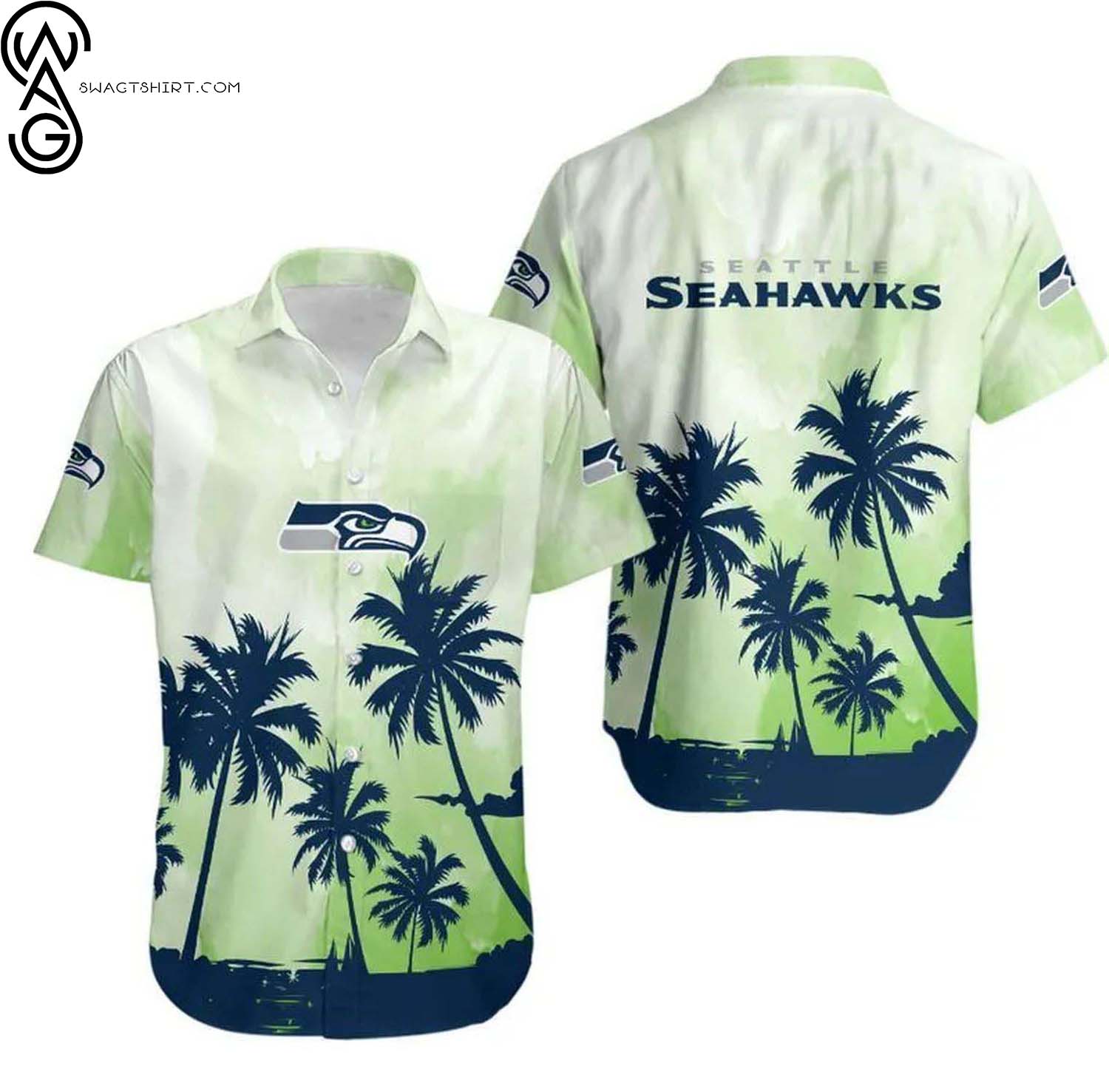 Seattle Seahawks Skull And Hibiscus Flower Summer Aloha Hawaiian Shirt