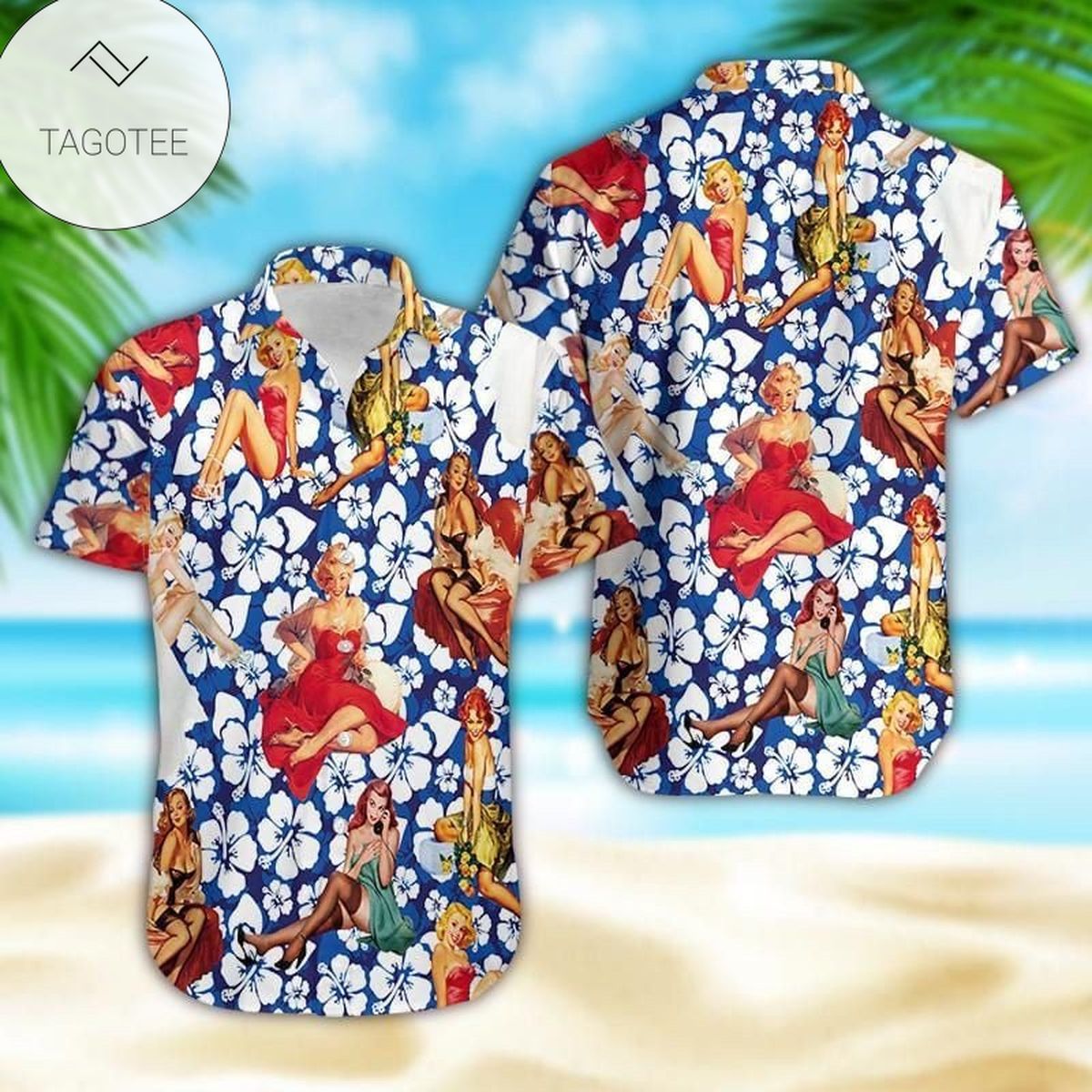 Sexy Girls Retro Tropical Red 2022 Authentic Hawaiian Shirts