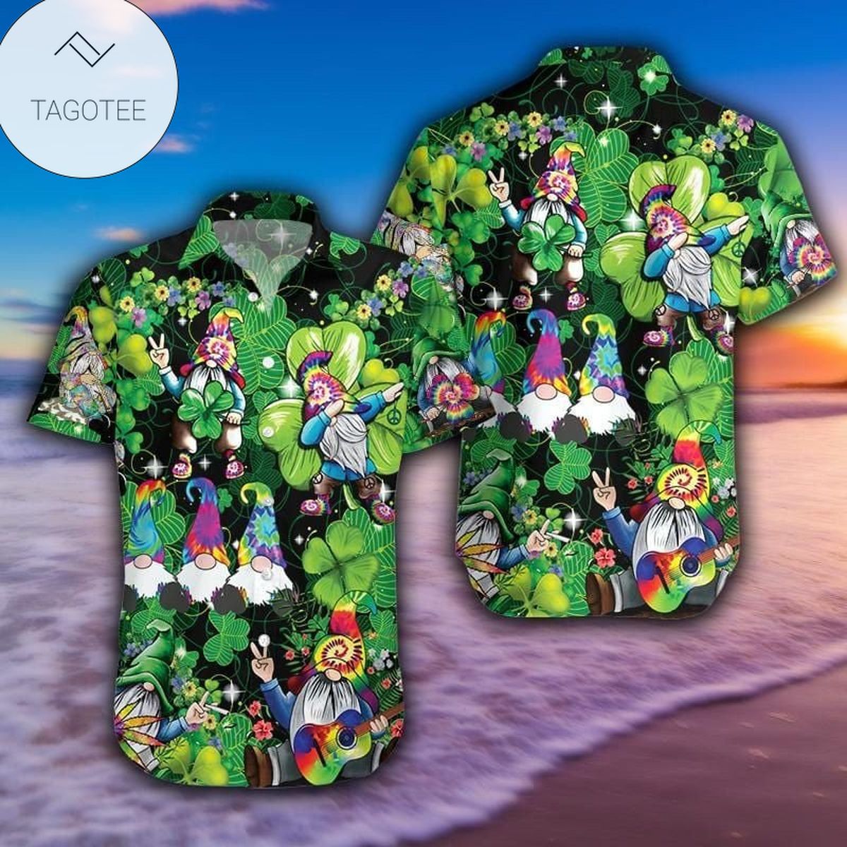 Shamrock Pattern Saint Patrick’s Day Hawaiian Aloha Shirts 