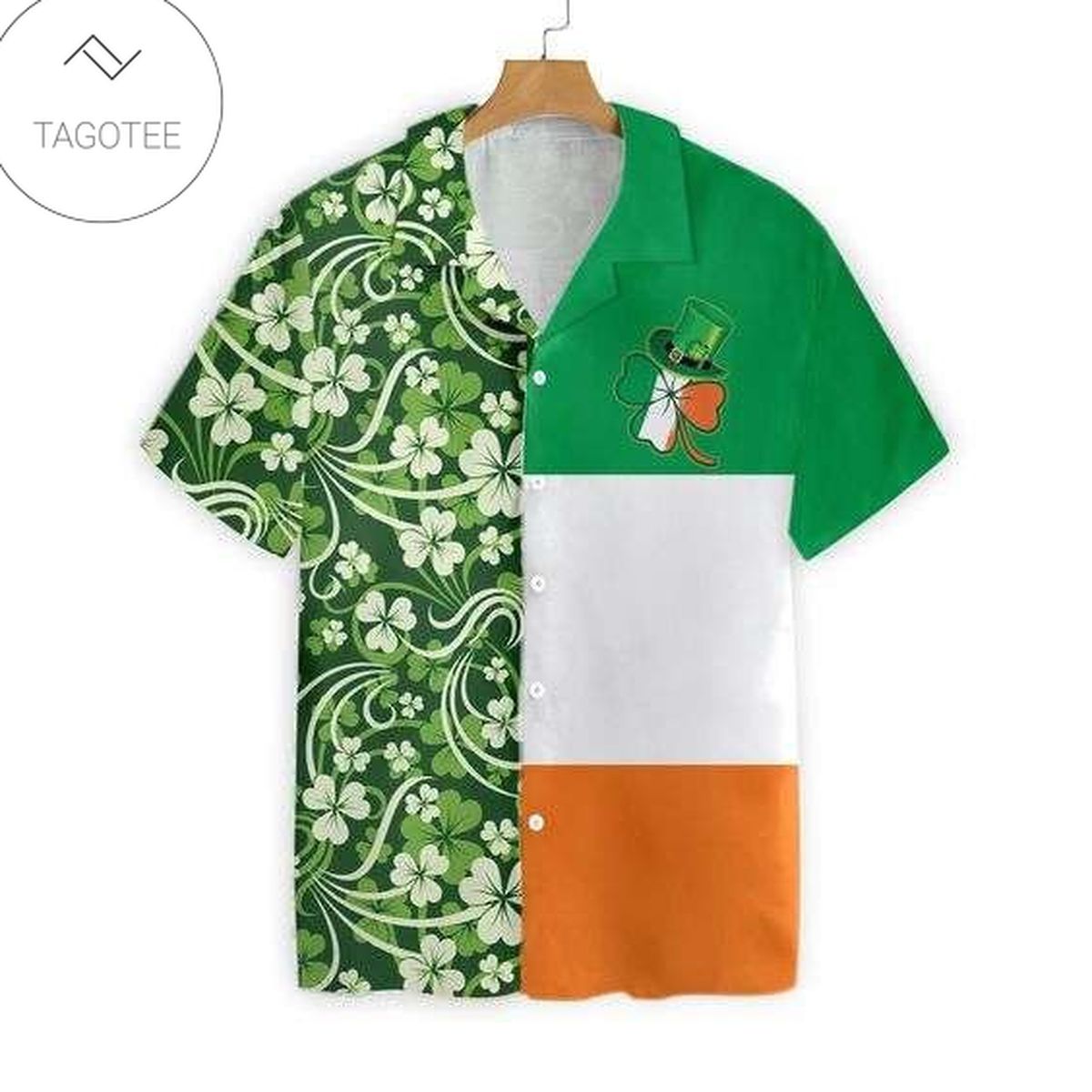 Shamrock Pattern Saint Patrick’s Day Hawaiian Aloha Shirts 