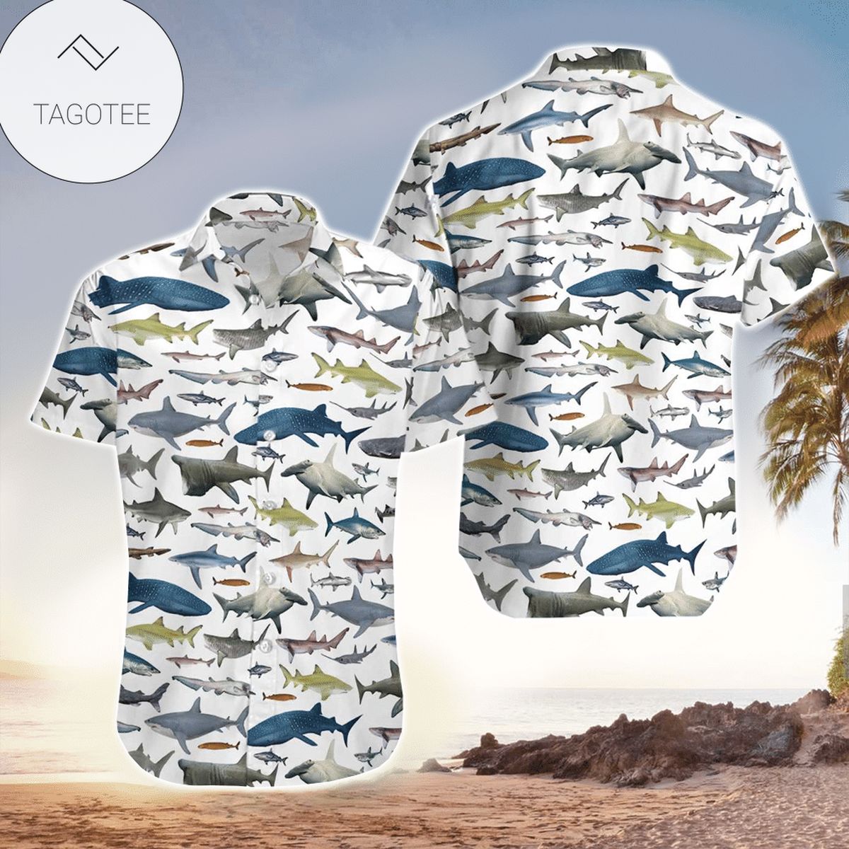 Shark Action Pattern Hawaiian Shirt