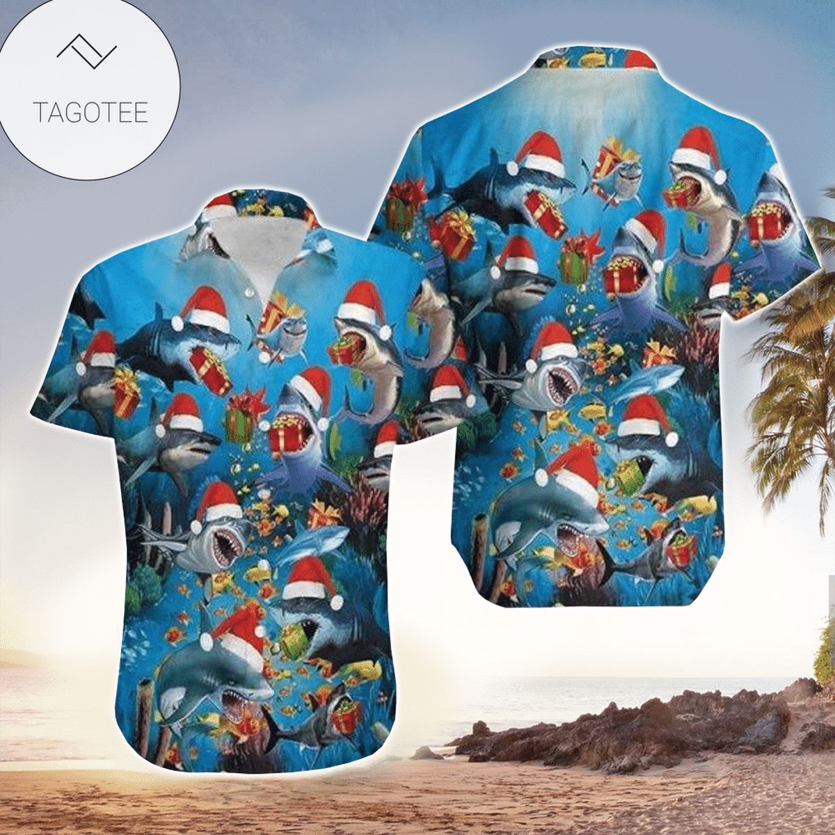 Shark Blue Ocean 3d Hawaiian Shirt For Men With Vibrant Colors And Textures