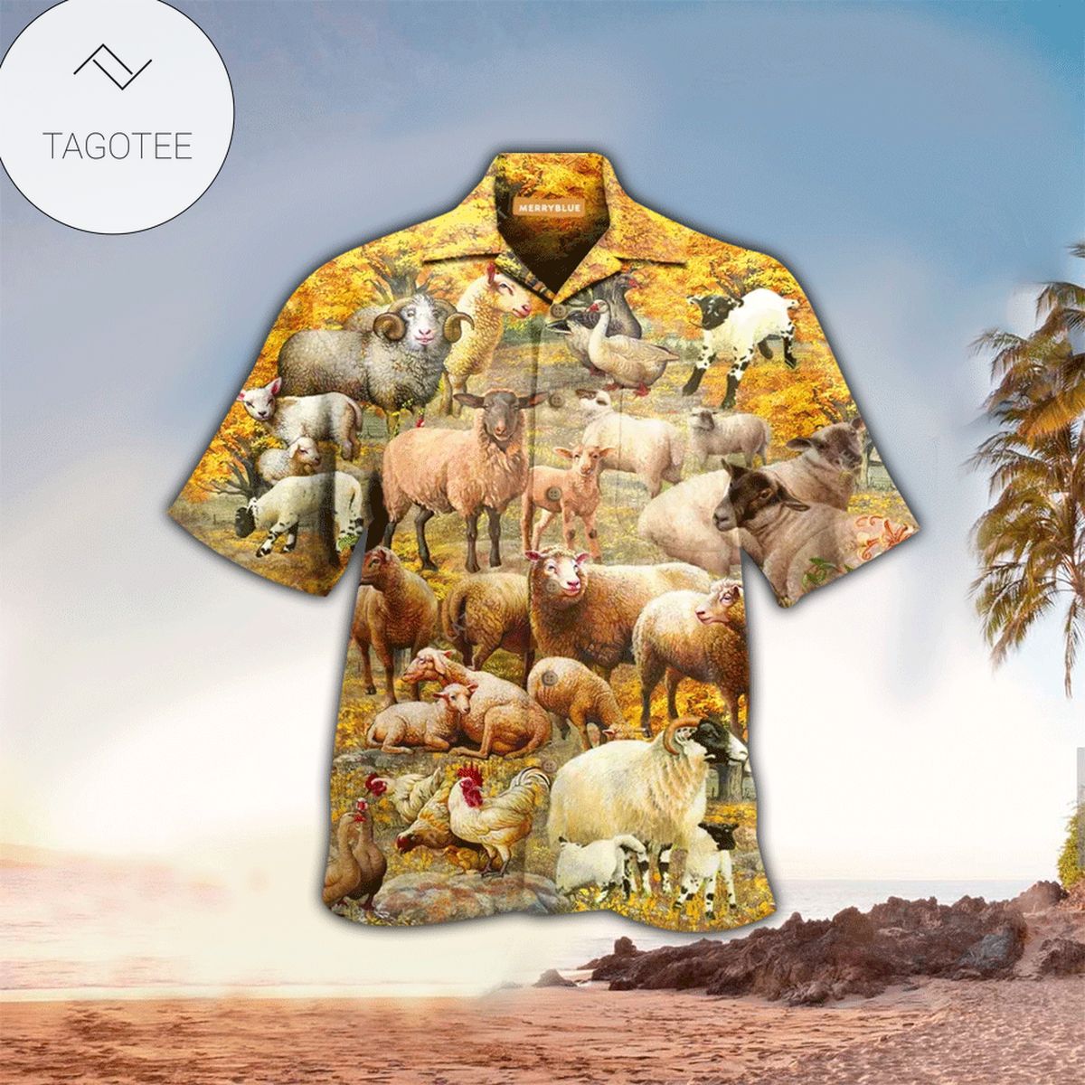 Sheep Pattern Mens Hawaiian Shirt