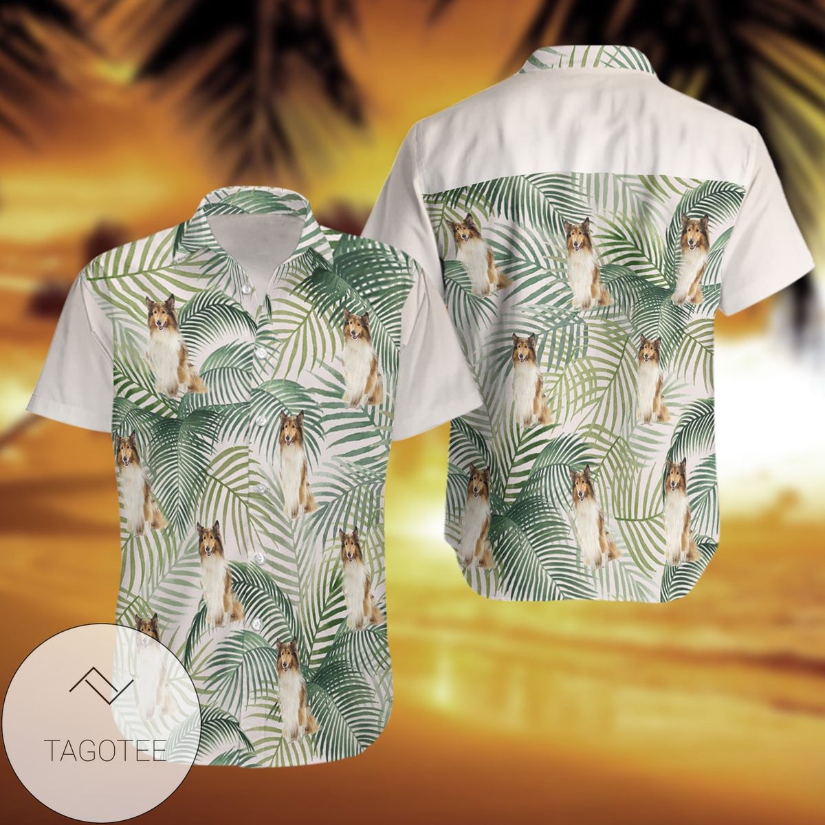 Shepherd Dogs Hawaiian Graphic Print Short Sleeve Hawaiian Casual Shirt