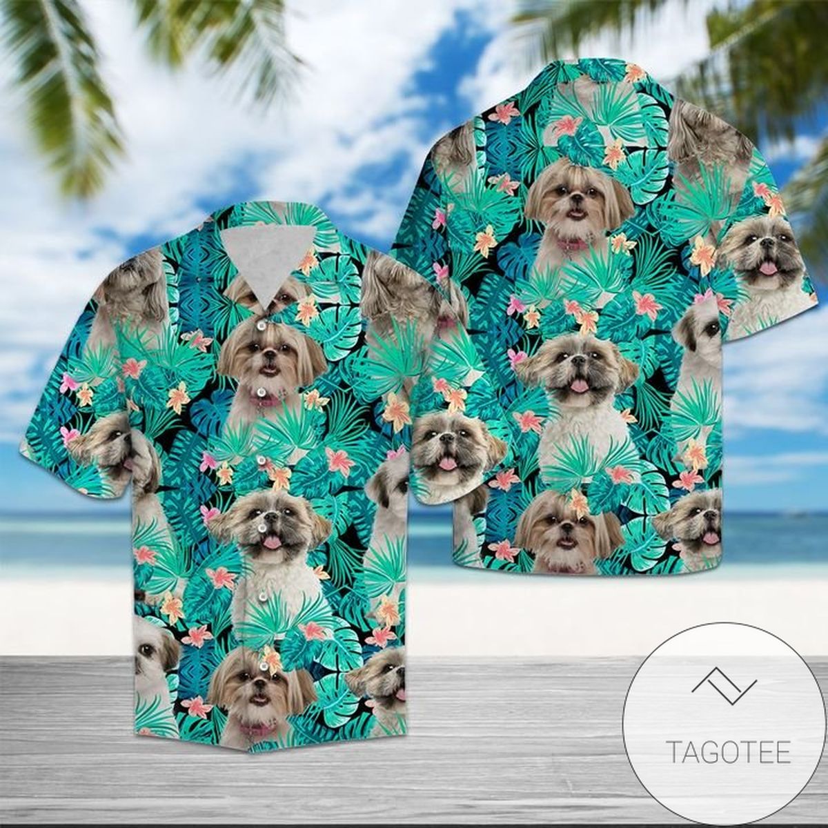 Shih Tzu Vacation Hawaiian Shirt For Men With Vibrant Colors And Textures