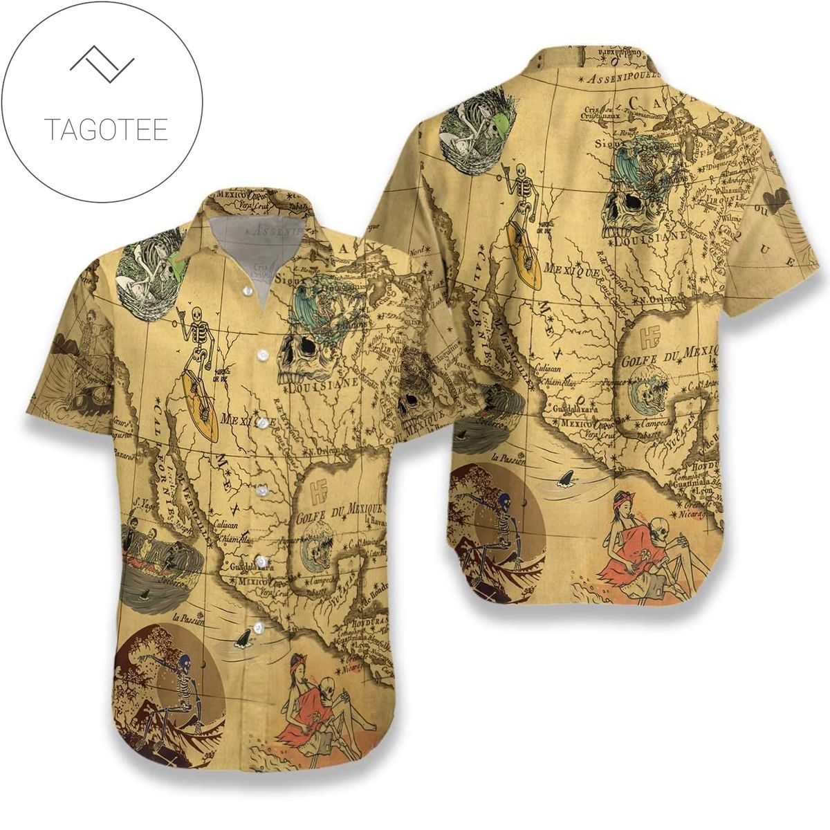 Shop From 1000 Unique Skeleton Surfing Unisex Hawaiian Shirt