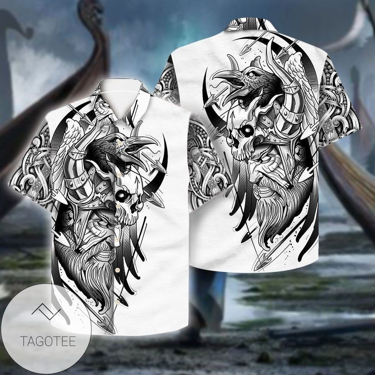 Shop From 1000 Unique Viking Raven Shoulder Hawaiian Shirt