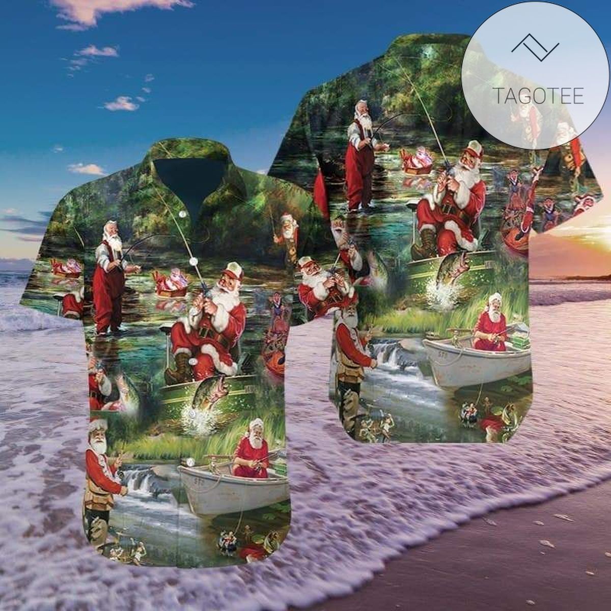 Shop Funny Santa Claus Playing Train 2022 Authentic Hawaiian Shirts