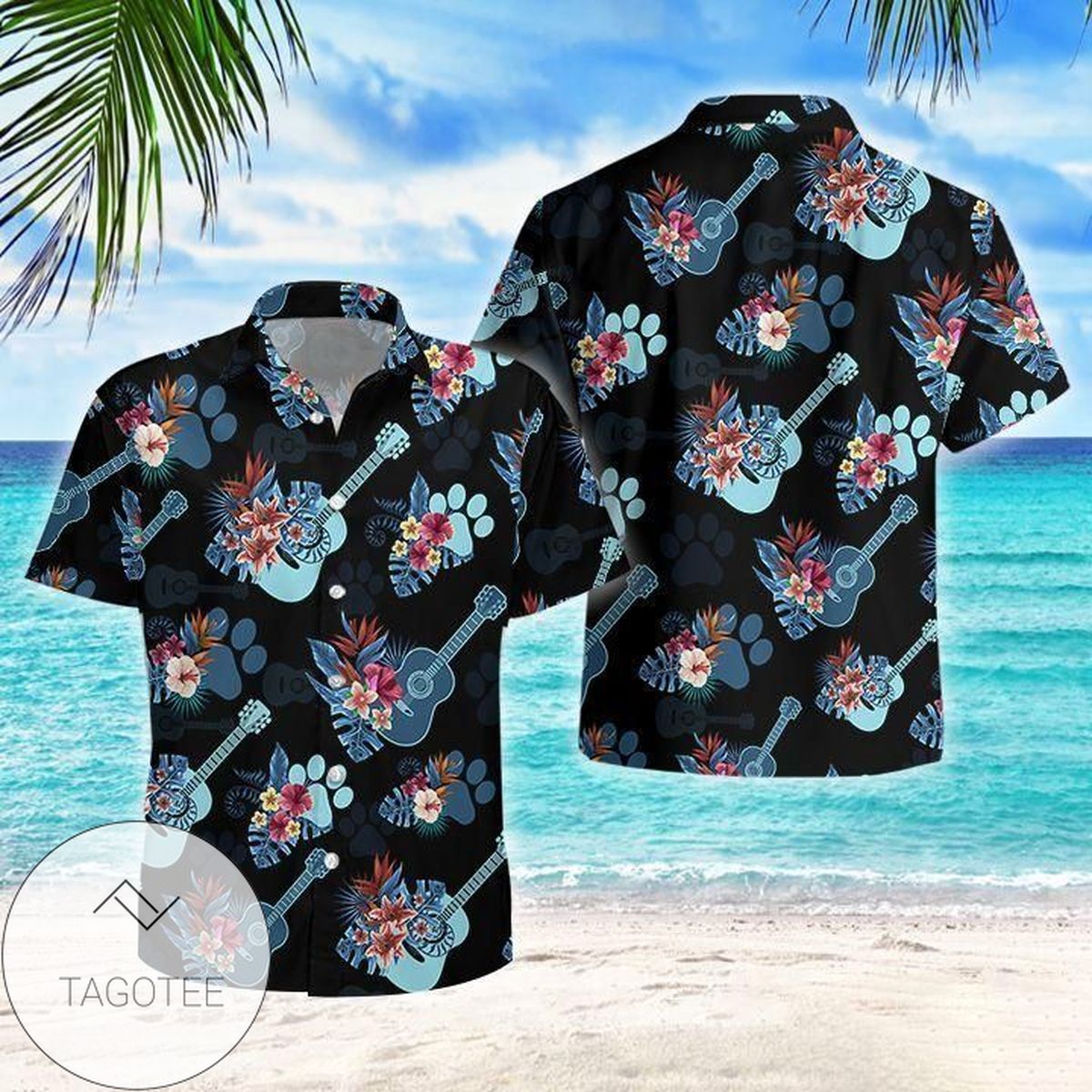 Shop Guitar Hippie Music Note Unisex 2022 Authentic Hawaiian Shirts V