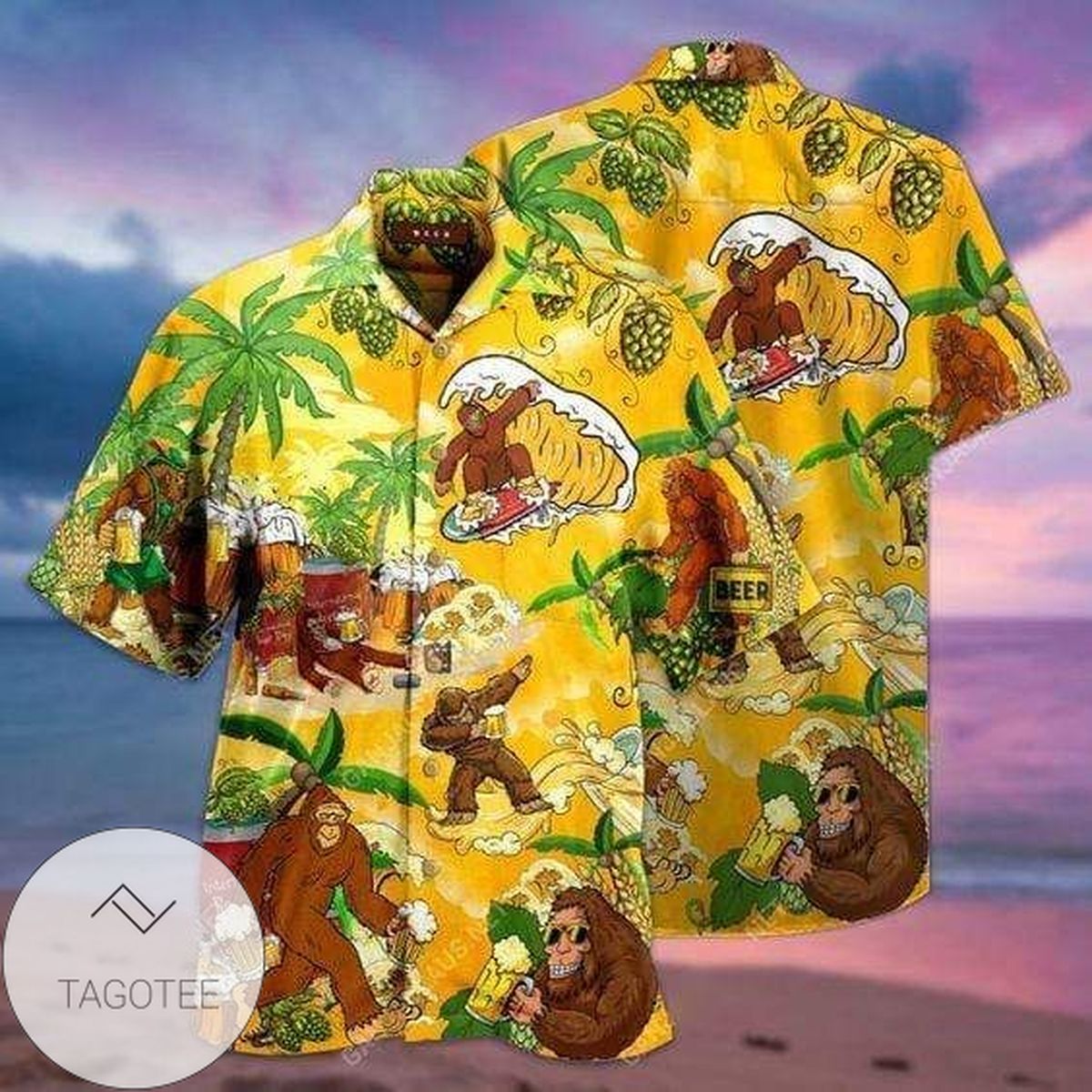 Shop Hawaiian Aloha Shirts Bigfoot Under Red Moon