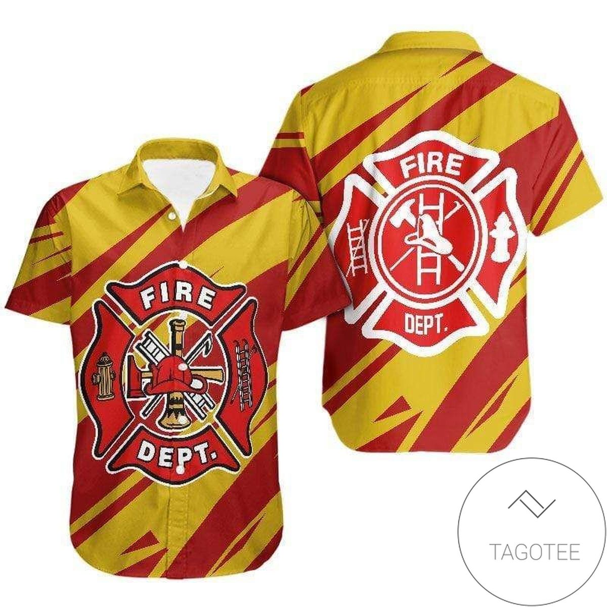 Shop Hawaiian Aloha Shirts Firefighter First In Last Out Skull Fire