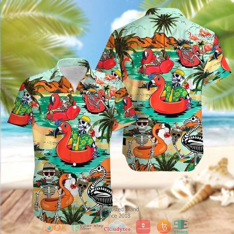 Skull and Red Roses Hawaiian Shirt