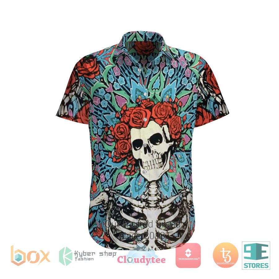 Skull and red Roses Color Hawaiian Shirt