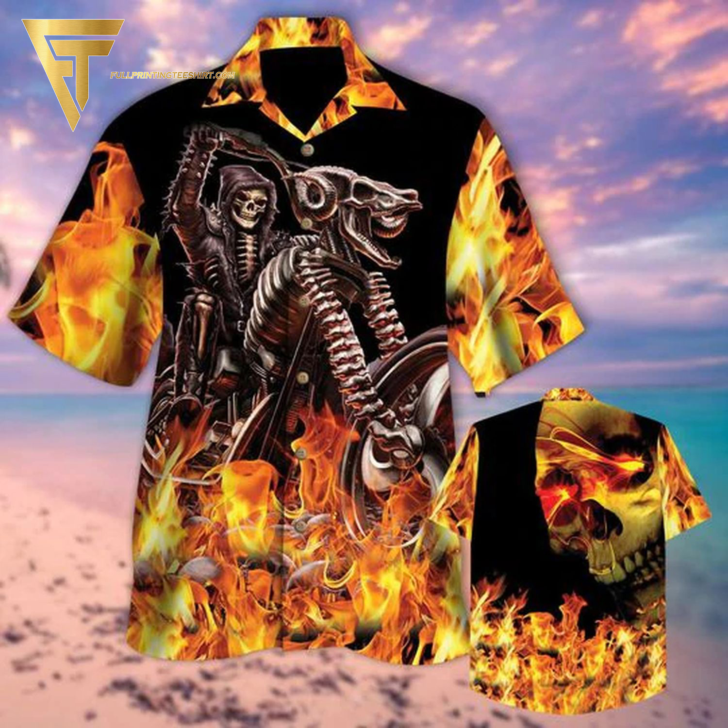 Skull Magician All Over Print Aloha Hawaiian Shirt And Beach Short