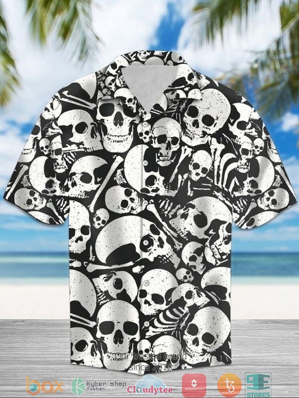 Skull Australian Flag Short Sleeve Hawaiian Shirt