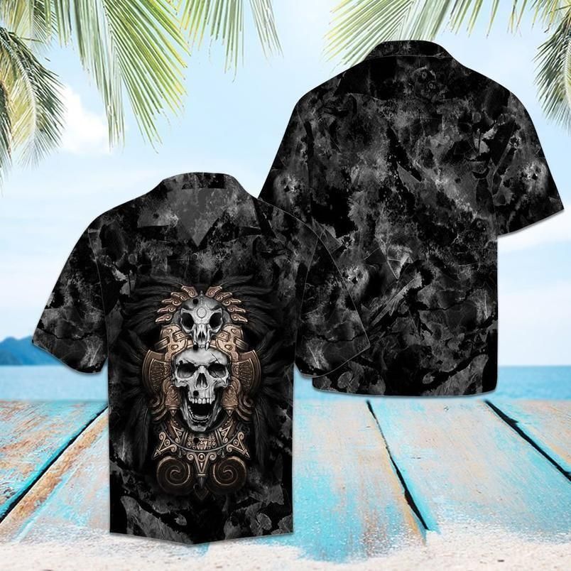 Skull Floral Hawaiian Aloha Shirt Beach Trip For Men Women