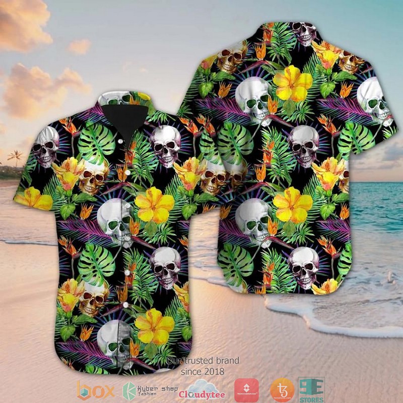 Skull Neon Short Sleeve Hawaiian shirt