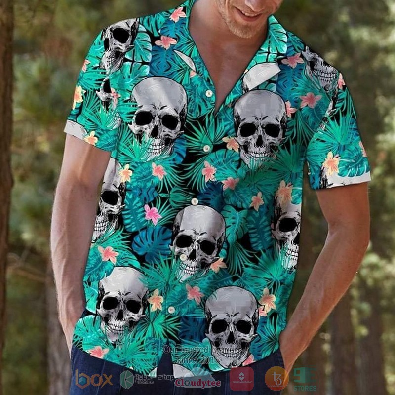 Skull With Flowers Don’t Be A lady be A Legend Short Sleeve Hawaiian Shirt