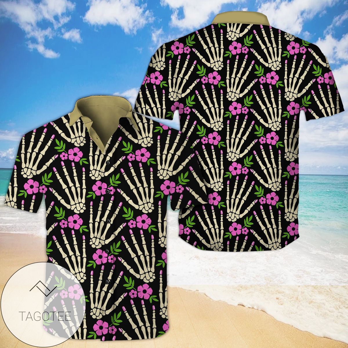 Skull Tropical Hawaiian II Graphic Print Short Sleeve Hawaiian Casual Shirt