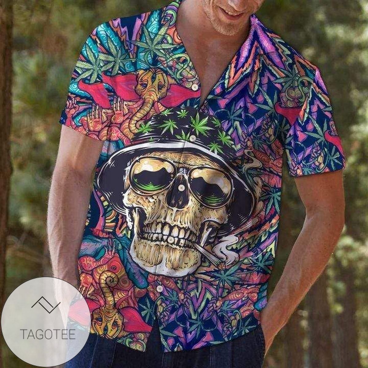 Skull Watermelon Tropical3d Hawaiian Shirt For Men With Vibrant Colors And Textures