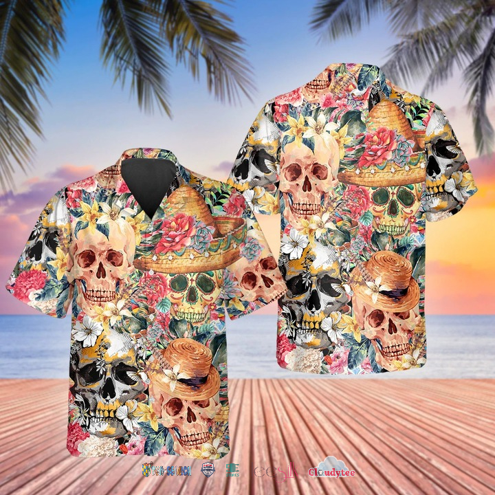 Skull With Doves Hawaiian Shirt