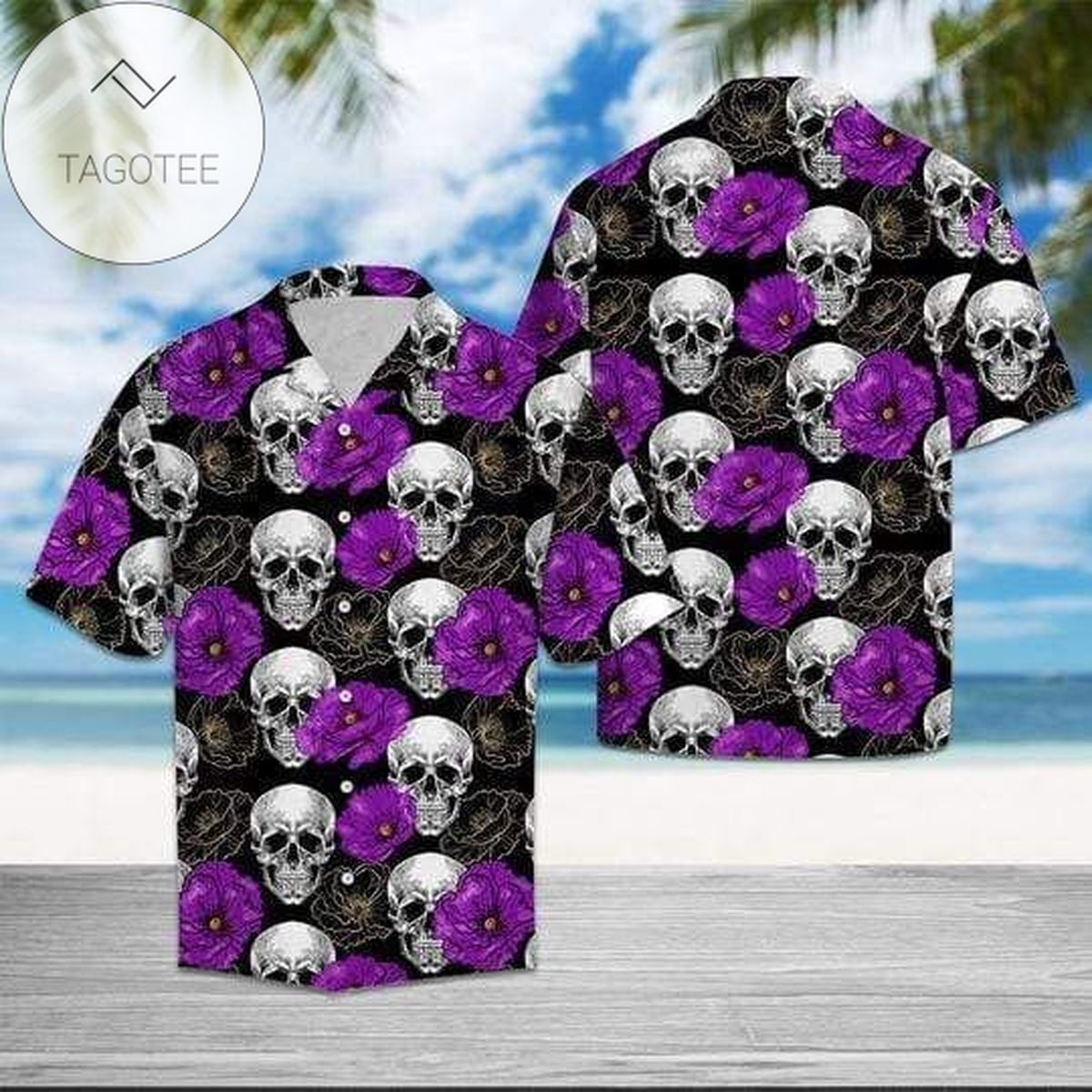 Skull With Flowers Don’t Be A lady be A Legend Graphic Print Short Sleeve Hawaiian Casual Shirt