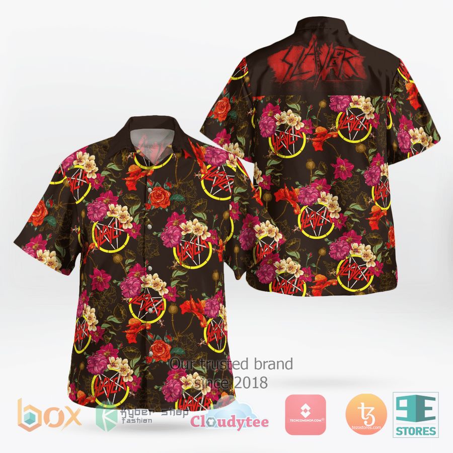 Slayer band flower red Hawaiian Shirt