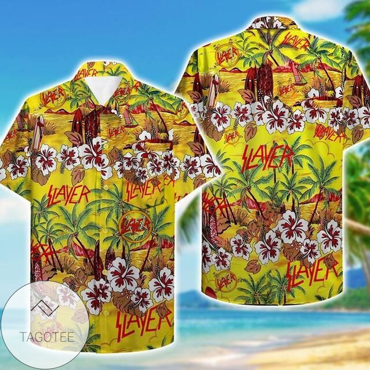 Slayer Hawaiian IV Graphic Print Short Sleeve Hawaiian Casual Shirt