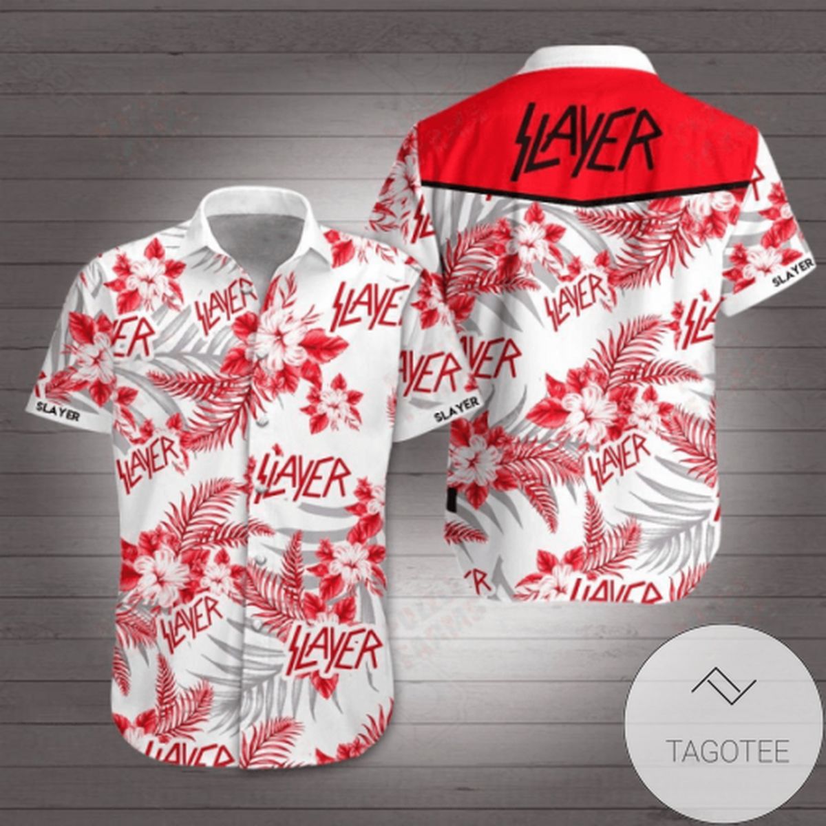 Slayer Hawaiian V Graphic Print Short Sleeve Hawaiian Casual Shirt