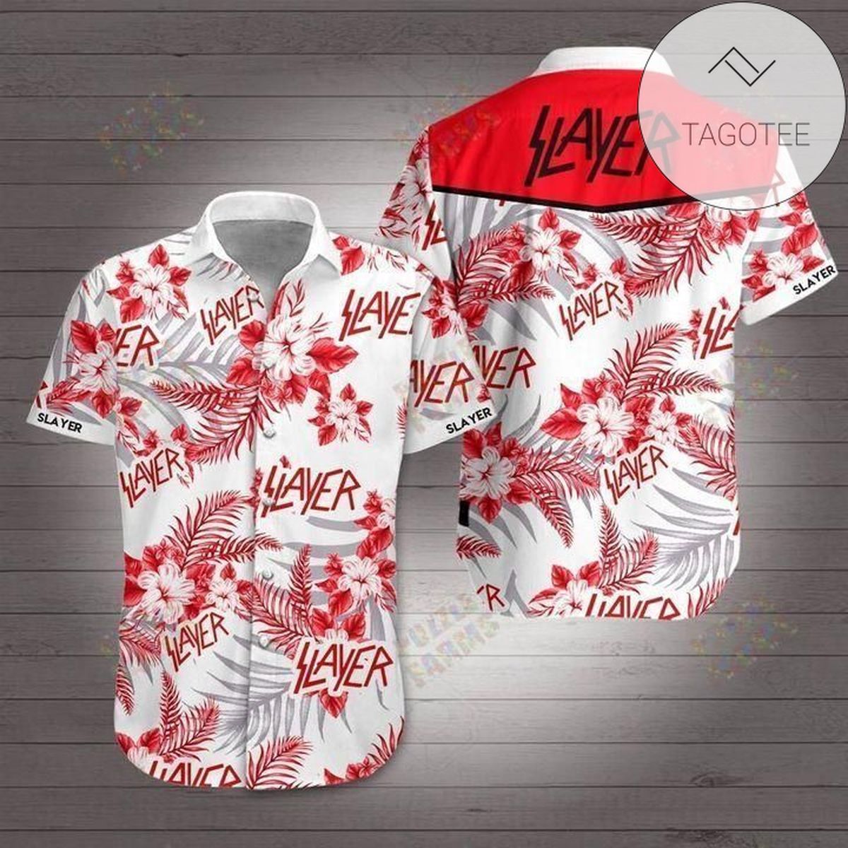 Slayer Rock Band Music Aloha Hawaiian Graphic Print Short Sleeve Hawaiian Casual Shirt