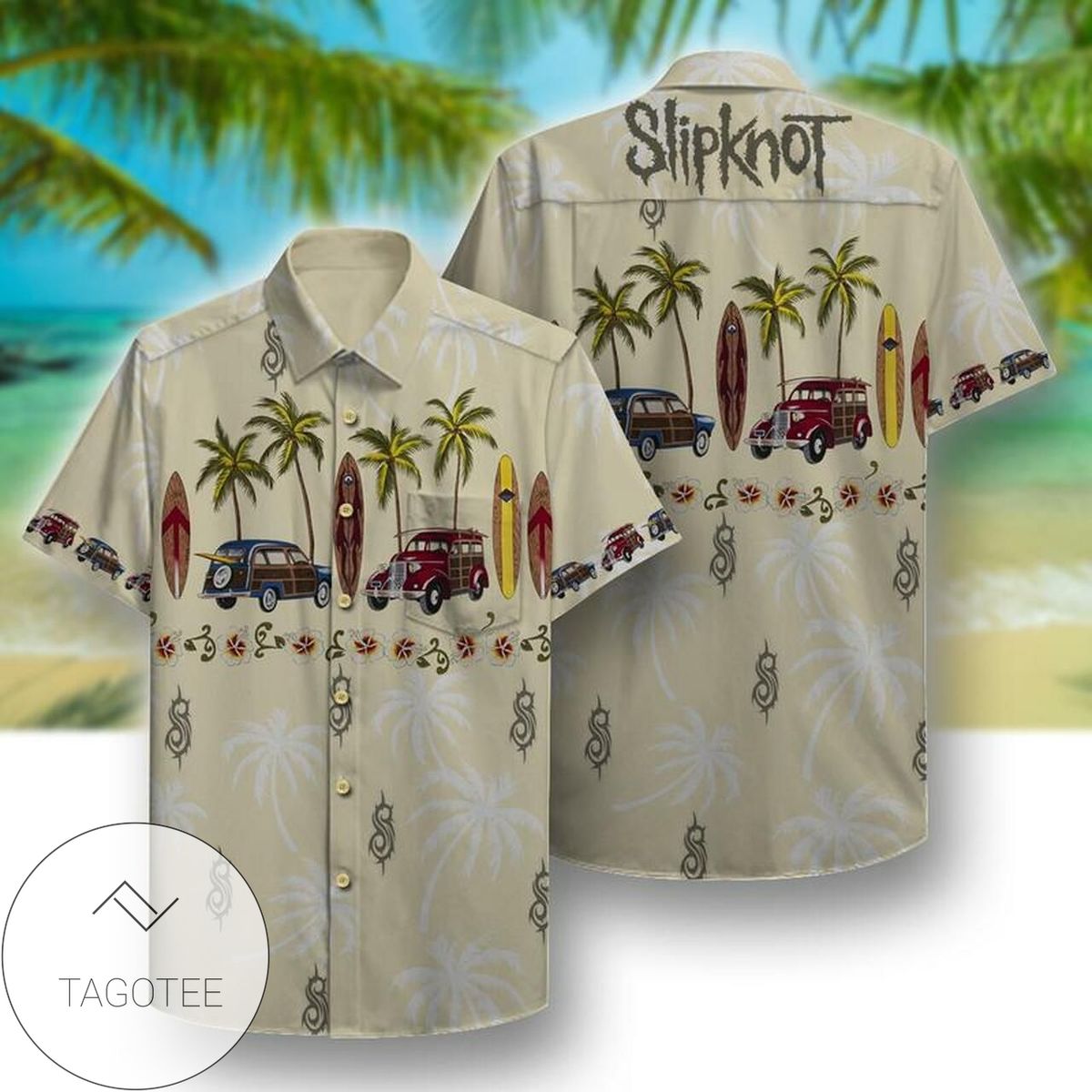 Slipknot Hawaiian III Graphic Print Short Sleeve Hawaiian Casual Shirt