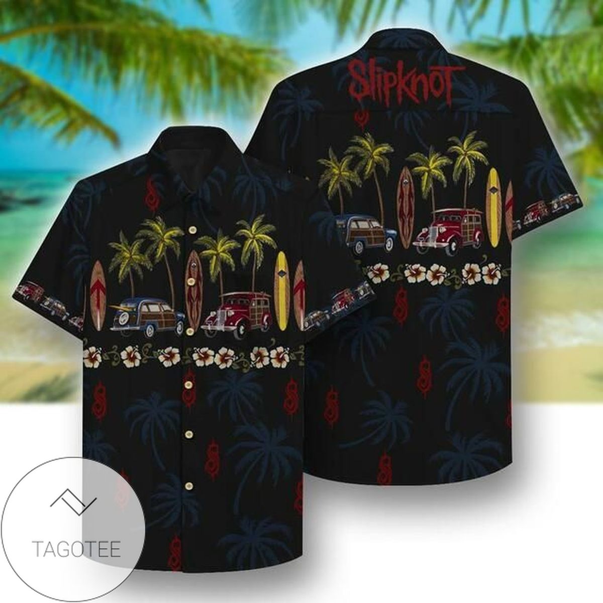 Slipknot Hawaiian III Graphic Print Short Sleeve Hawaiian Casual Shirt