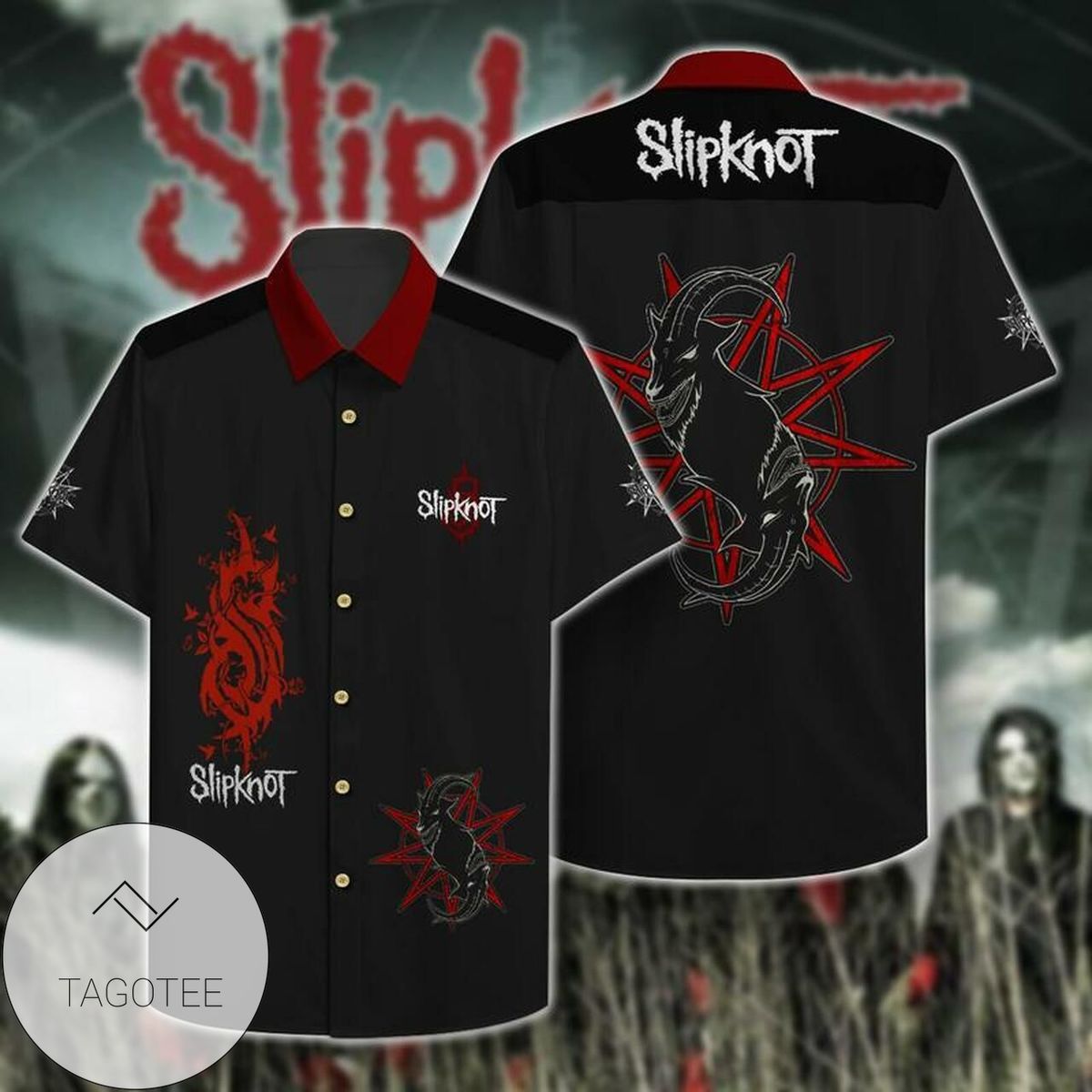 Slipknot Hawaiian VIII Graphic Print Short Sleeve Hawaiian Casual Shirt